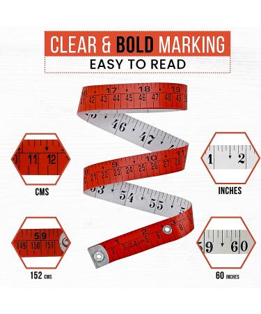 Raajsee Fabric Tape Measure Body Measuring Tape  Soft Fabric Measuring Tape for Sewing Cloth & Weight Loss Medical Body Measurement Nursing Craft 60 inch/150 cm Red - Buy Online on GoSupps.com