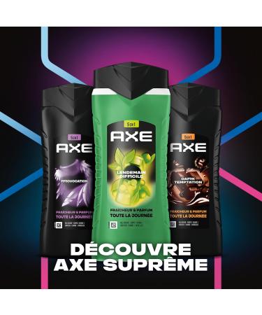 AXE - Gel Douche Homme 5en1 - Lendemain Difficile - 24h Hydratant - 87% d'Ingr dients d'origine naturelle - Parfum frais d'agrumes - 400ml 400 ml (Lot de 1) Axe GD Supreme Lendemain Difficile 400ml - Buy Online on GoSupps.com