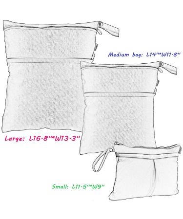 Damero 3pcs Travel Wet and Dry Bag - Gray Arrow 3 Count | Convenient Handle for Cloth Diaper, Pumping Parts, Swimsuit, Clothes | Grab and Go Design - Buy Online on GoSupps.com