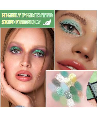 Green Eyeshadow Palette Makeup 16 Colors Highly Pigmented Long Lasting Waterproof Glitter Eye Shadow Plattet Blendable Forest Green Yellow Colorful Matte Eyeshadow Makeup Palette for Women - Buy Online on GoSupps.com