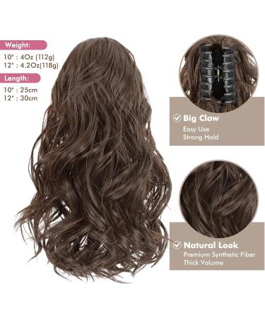 REECHO 12 Short Curly Claw Clip Ponytail Extension - Natural Wavy Synthetic Hairpiece, Dark Chocolate Brown - Buy Online on GoSupps.com