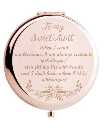 onederful Aunt Gifts from Nephew and Niece Aunt Birthday Gift Ideas  Rose Gold Compact Makeup Mirror Gift for Aunt  Thanksgiving Day  Christmas Mother s Day Present for Aunt(Sweet Aunt)