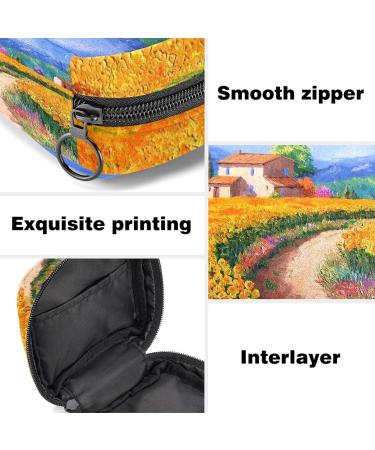 Stylish Menstruation Pad Bag with Zipper - Sunflower Oil Paintings | Women's Tampon & Napkin Organizer - Buy Online on GoSupps.com