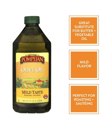 Pompeian Mild Taste Olive Oil 68 Fl Oz - Perfect for Roasting & Sauteing, Gluten-Free, Non-Allergenic, Non-GMO - Buy Online on GoSupps.com