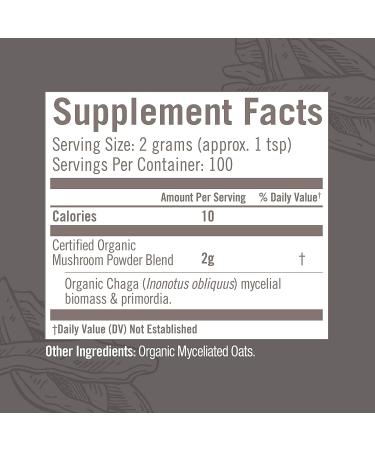 Om Mushrooms Chaga Powder - Certified Organic 7.05 oz (200g) | 100% Pure Mushroom Supplement - Buy Online on GoSupps.com