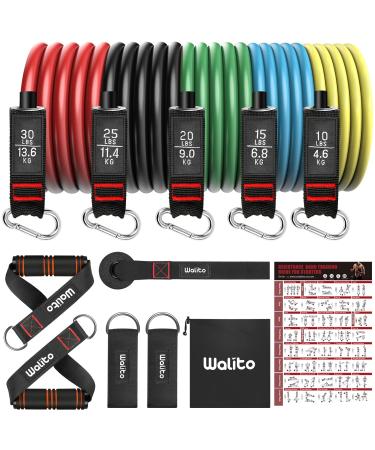 Resistance Bands Set - 150lbs/200lbs/250lbs Exercise Resistance Bands with Handles, 5 Tube Fitness Bands with Door Anchor, Elastic Bands for Exercise, Physical Therapy, Home Workouts 10-100LBS Colour