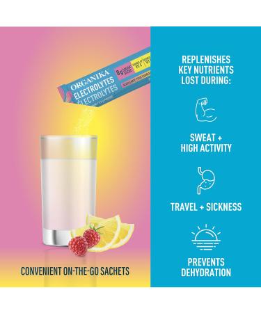 Organika Electrolytes Powder- Pink Lemonade Sachets- On the Go Hydration and Electrolyte Replenishment 3.5g x 20ct Pink Lemonade 20 Servings (Pack of 1) - Buy Online on GoSupps.com