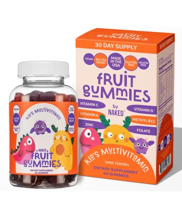 Nutrition Kids Vitamin Gummies Made in USA GMO Free Gluten-Free Gelatin Free Vegan Kids Vitamins A C D E B6 B12 Zinc 3 Fruit Flavors 30 Day Supply