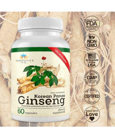 Korean Panax Ginseng 500mg Energy Supplement | Memory & Immune Support | 10% Ginsenosides | 60 Capsules - Buy Online on GoSupps.com