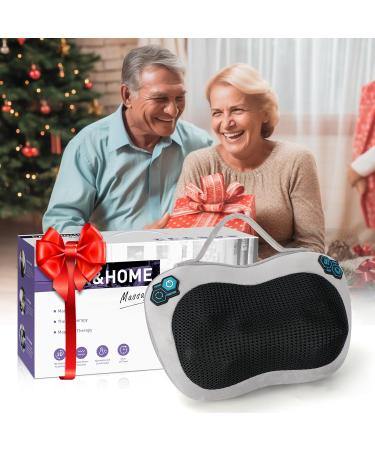 Shiatsu Massage Pillow with Heat | Deep-Kneading Neck Shoulder & Back Relief | 3 Speed Electrical Device - Light Gray - Buy Online on GoSupps.com