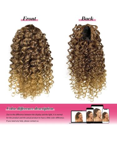 Deep Curly Drawstring Ponytail Extension for Black Women Afro Kinky Curly Pony Tail Hair Piece Synthetic Hair Extensions With 2 Clips 14 Inches (T33/27) 14 inches T33/27# - Buy Online on GoSupps.com