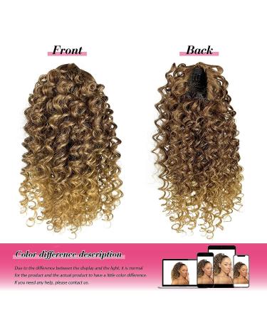 14 Deep Curly Drawstring Ponytail Extension for Black Women - Afro Kinky Curly Synthetic Hair Piece with Clips | T33/27 Ombre Blonde | 14 Inch - Buy Online on GoSupps.com