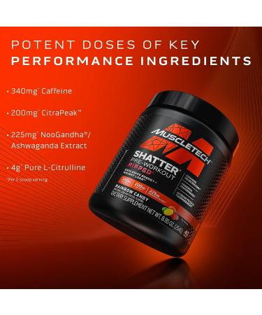 MuscleTech Shatter Ripped Pre-Workout | Energy + Weight Loss Formula | Rainbow Candy | 40 Servings - Buy Online on GoSupps.com