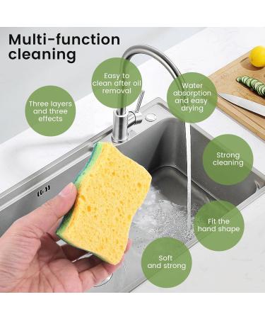 qazaa Non-Scratch Cellulose Household Kitchen Sponges Dishes Sponge 5 Packages Multi-Use Dish Scrubber Sponge for Household - Buy Online on GoSupps.com