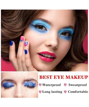 QIUFSSE Blue Eyeshadow Palette - 15 Colors Matte Glitter Blendable Eye Shadow Set for Women | Long Lasting Metallic Shades | Christmas Gift Idea - Buy Online on GoSupps.com