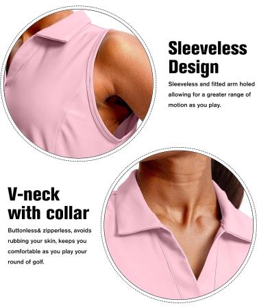 G Gradual Women's Sleeveless Golf Polo Shirt - Pink Large | Quick Dry Collared Tank Top for Tennis | V-Neck Women's Polo - Buy Online on GoSupps.com
