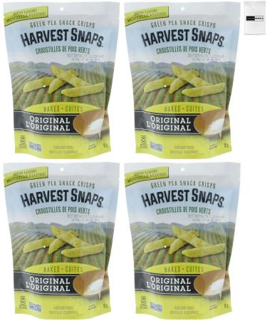 Value Bundle: HARVEST SNAPS - Green Pea Healthy Snacks for Adults & Kids Veggie Crisps - Low Calorie Snacks - Custom Value Bundle Branded Pack of 4 Bags