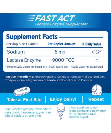Lactaid Fast Act Lactose Intolerance Relief Caplets - 32 Travel Packs, 32 Count (Pack of 1) - Buy Online on GoSupps.com