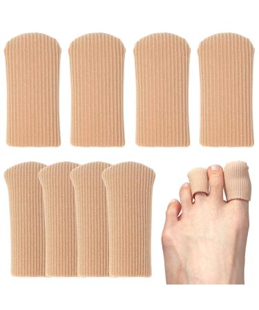 Toe Caps Closed Toe & Finger Fabric Sleeve Protectors with Gel Lining to Prevent Corn Callus Blister Ingrown Toenail Bunion Hammer Toe (4 Medium 4 Large)