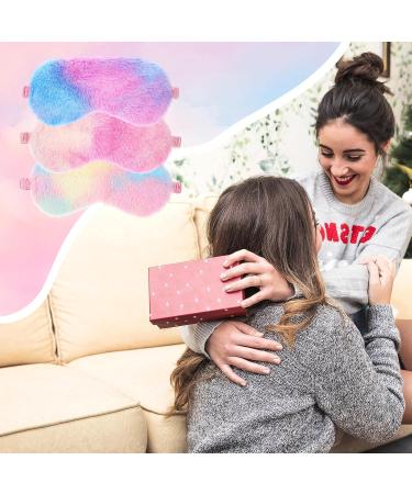 Plush Sleeping Eye Mask Set - 3 Soft Furry Blindfolds for Adults & Kids | Comfortable Faux Fur Eye Shades with Elastic Strap - Perfect for Travel & Naps (3 Colors - Buy Online on GoSupps.com
