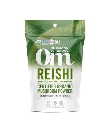 Om Mushroom Superfood Reishi Organic Mushroom Powder, 3.5 Ounce, 50 Servings , Adaptogen, Stress & Immune Support, Superfood Mushroom Supplement Reishi Powder 3.5 Ounce (Pack of 1)