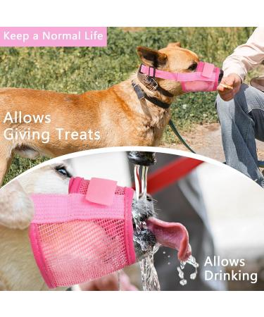 Buy Yaodhaod Dog Muzzle - Breathable Nylon Mesh Comfortable & Adjustable for Biting Chewing & Barking (Large Pink) International Shipping Available - Buy Online on GoSupps.com