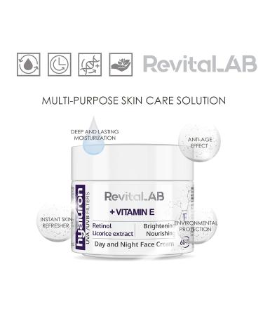 Revitalab Anti-Aging Daily & Night Cream with Hyaluronic Acid Retinol & Vitamin E - UV Protection for Ages 60-75 | 50ml Multipack - Buy Online on GoSupps.com