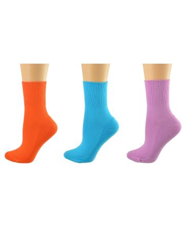 Sierra Socks Diabetic Hi-Ankle Cotton Socks-Ribbed and wide Calf For Added Comfort-Arthritic Cushioned socks for Arch Support Blue Atoll/Golden/Grape