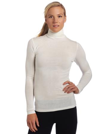 Cuddle Duds Women's Softwear with Stretch Long Sleeve Turtle Neck Top Large Ivory