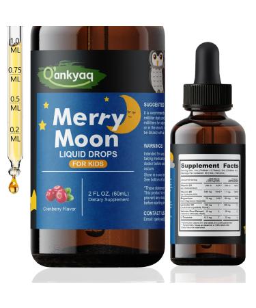 Kids Magnesium Liquid Drops with L-Theanine for Calm & Sleep | Vegan Supplement with Vitamin D3 & B6 for Focus Relaxation & Healthy Sleep | Natural Cranberry Flavor
