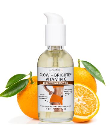 Reshape+ Vitamin C Body Oil Skin Care Moisturizer W/Vitamin E & Turmeric - Nourishing Brightening & Hydrating Body Oil To Improve Look Of Dark Spots Dry Skin & Stretch Marks 3.8 Fl Oz