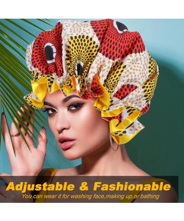 Janmercy African Satin Bonnet 4 Pcs Set - Adjustable Buckle, Double Layer Sleep Cap for Women - Extra Large Reversible Night Hair Bonnets (Retro Style) - Buy Online on GoSupps.com
