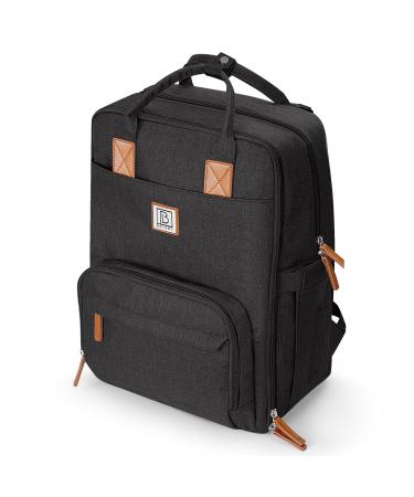 Brisby wrap backpack large - diaper bag stroller with heat -insulated front compartment baby bag with diaper pad and buggy assembly black