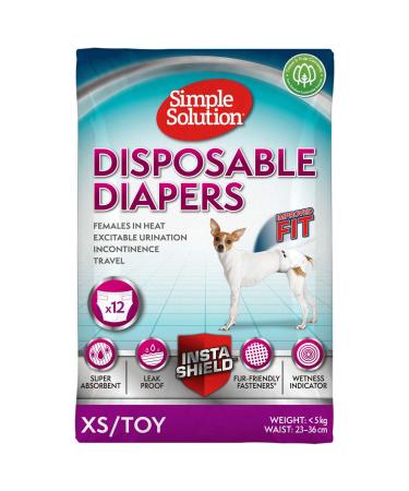 Simple solution disposable dog diapers for bitches |Super absorbent spout -safe fit |Watine insicator 12 pack extra-Small
