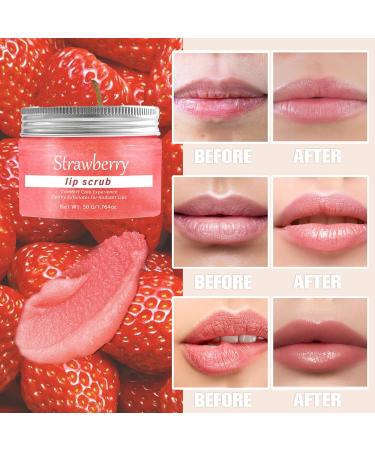 Natural Strawberry Lip Scrub | Moisturizing Exfoliator for Dry Lips | Hydrating Sugar Scrub with Essential Oils | 1.76 Oz - Buy Online on GoSupps.com