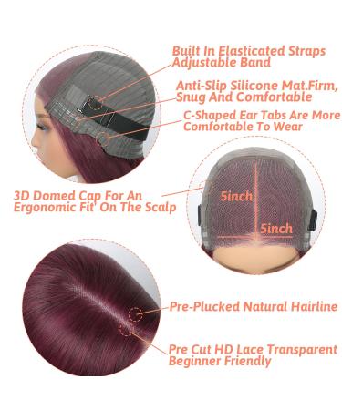 HD Lace Glueless Human Wig - 180% Density 22 Natural Black 99J 5x5 Lace Wig for Women | 100% Brazilian Real Hair | Wear & Go Wigs - Buy Online on GoSupps.com