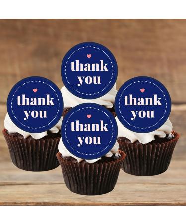 24 PRECUT Thank You Cupcake Toppers Theme #3 Edible Thank You Cake Decorations Thank You Cupcake Topper Thank You Cake Toppers Edible Thanks Birthday Decoration - Buy Online on GoSupps.com
