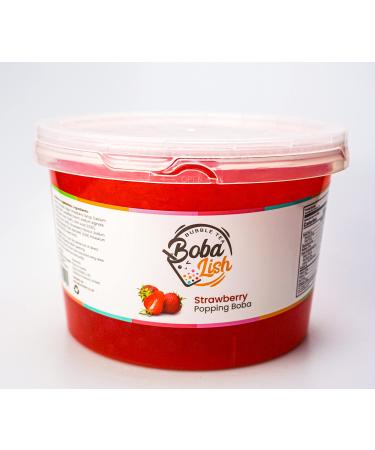 Boba Lish Popping Boba Pearls for Bubble Tea - 2.1kg | Strawberry | Bursting Pearls Bubble | Real Fruit Juice For Dessert Smoothie | 100% Vegan & Glutenfree No Artificial Colours
