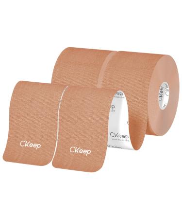 CKeep Uncut Kinesiology Tape(2 Rolls), Original Cotton Elastic Premium Athletic Tape,Latex Free Hypoallergenic, 2inch x 16ft, Beige