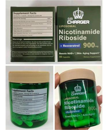 Cled Charger NAD+ Supplement Liposomal Nicotinamide Riboside Resveratrol NMN Supplement Alternative for Anti-Aging Energy Focus for Women and Men 100 Capsules - Buy Online on GoSupps.com