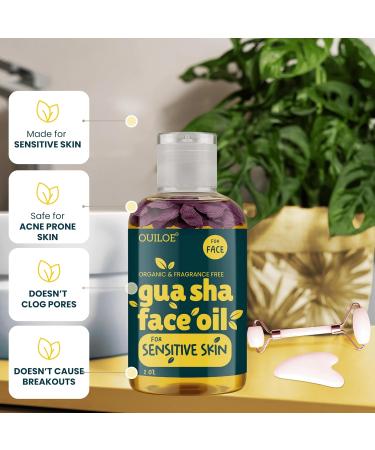 Gua Sha Oil for Sensitive Skin - Face Oil Gua Sha Massage - Lymphatic Anti Aging Facial Massage Oil - Safe for Acne Prone Skin Non Comedogenic Fragrance Free Natural & Non Greasy 2oz For Sensitive Skin 2oz - Buy Online on GoSupps.com