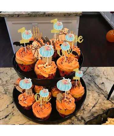Rsstarxi 24 Pack Pumpkin One Cupcake Toppers Pumpkin 1st Birthday Cupcake Picks Decorations for Fall Theme Baby Shower Kids First Birthday Party Cake Decorations Supplies Blue Design 12 Blue - Buy Online on GoSupps.com