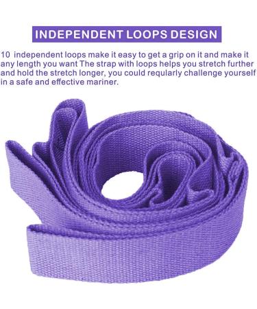 MJIYA Yoga Stretch Exercise Strap with 10 Flexible Loops - Purple - Buy Online on GoSupps.com