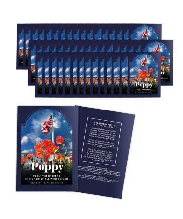 Veterans Day Red Poppy Seed Packets - 50 Individual Seed Packets - Veterans Day Celebration of Life - Veterans Day Gifts Bulk