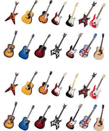 28 Stand Up Acoustic Rock Guitar Themed Edible Wafer Paper Cake Toppers Decorations - Buy Online on GoSupps.com