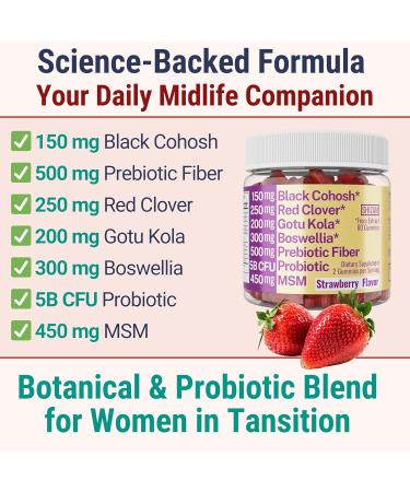 Boswellia Serrata Black Cohosh Gotu Kola Red Clover Extract Complex Gummies w. Probiotic Fiber (Chicory Root Inulin) MSM Methylsulfonylmethane Supplement Alt for Organic Powder Capsules Tincture - Buy Online on GoSupps.com