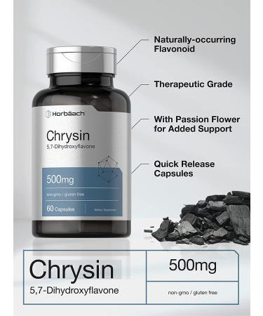 Chrysin 500mg Capsules - Passion Flower Extract - Non-GMO Gluten Free Supplement - 60 Count by Horbaach - Buy Online on GoSupps.com