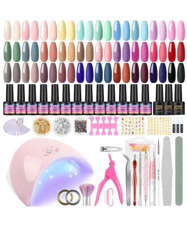 PEACECOLOR Gel Nail Starter Kit 30 Colors with Nail Lamp 36W Soak off U V LED Gel Nail Polish Set Matte Top and Base Coat Manicure Starter Kit Nail Salon DIY Home for Decoration KAP0057