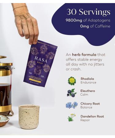 RASA Bold Superfunctional Coffee Alternative - Vegan Keto Ayurvedic Wellness Tonic with Chaga + Reishi (8 oz) - Buy Online on GoSupps.com