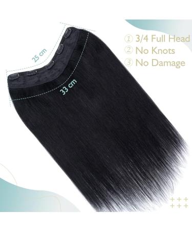 TESS One Piece Black Hair Extensions Clip in Real Hair Clip in Human Hair Extensions Clip in Hair Extension Real Human Hair 14 inch 1 Jet Black - Buy Online on GoSupps.com